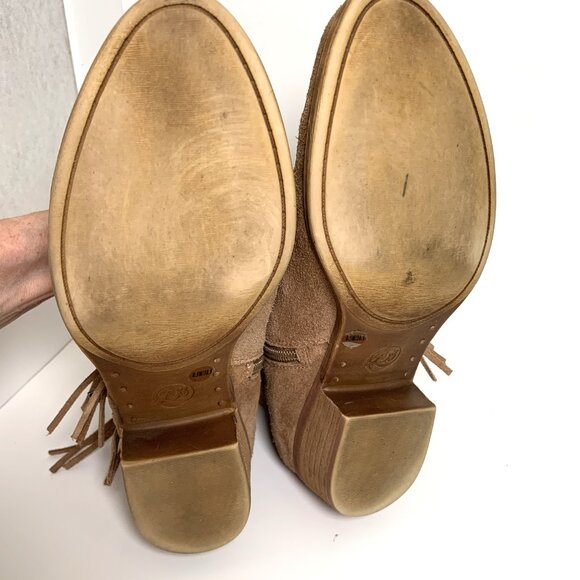 Lucky Brand Tan Suede Fringe Beeliner Booties Size 8.5M/38.5 - Picture 5 of 8